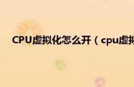 CPU虚拟化怎么开（cpu虚拟化怎么开启相关内容简介介绍）