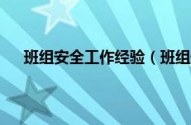 班组安全工作经验（班组安全管理100个经验与方法）