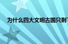 为什么四大文明古国只剩下中国因为华夏儿女有凝聚力