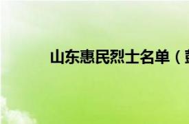 山东惠民烈士名单（彭云生 山东惠民籍烈士）