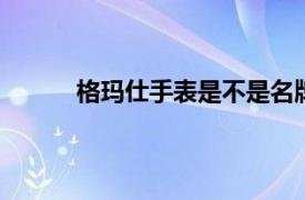 格玛仕手表是不是名牌,带过的女性才有资格说