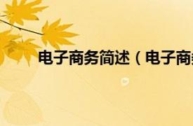 电子商务简述（电子商务分类相关内容简介介绍）