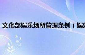 文化部娱乐场所管理条例（娱乐场所管理办法 文化部令第55号）