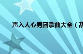 声入人心男团歌曲大全（葫芦娃 声入人心男团演唱歌曲）