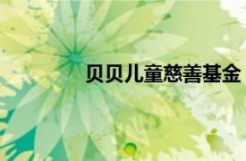 贝贝儿童慈善基金（低碳贝贝 公益活动）