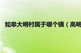 如皋大明村属于哪个镇（高明镇 江苏省如皋市原辖镇 已撤销）