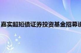 嘉实超短债证券投资基金招募说明书（嘉实超短债证券投资基金）