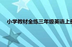 小学教材全练三年级英语上册（小学教材全练：3年级英语）