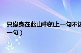 只缘身在此山中的上一句不识庐山真面目（只缘身在此山中的上一句）