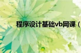 程序设计基础vb网课（程序设计基础教程 VB版）