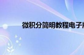 微积分简明教程电子版（微积分教程 第三版）