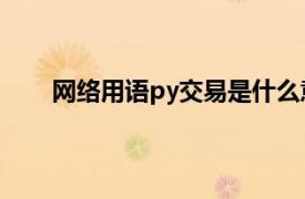 网络用语py交易是什么意思（Py交易 网络流行词）