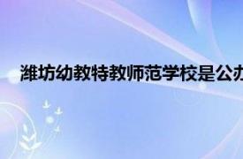 潍坊幼教特教师范学校是公办的吗（潍坊幼教特教师范学校）