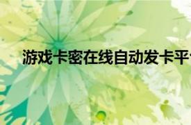 游戏卡密在线自动发卡平台（卡密在线自动发卡平台）