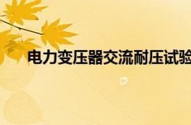 电力变压器交流耐压试验方法及分析发展趋势和现状