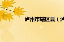 泸州市辖区县（泸州 四川省辖地级市）