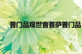 普门品观世音菩萨普门品（观世音普门品讲的是什么）