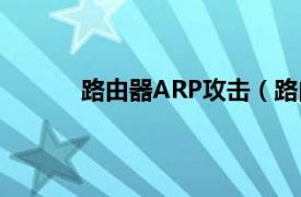 路由器ARP攻击（路由器被ARP攻击怎么办）