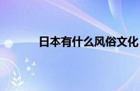 日本有什么风俗文化（日本东京的习俗文化）