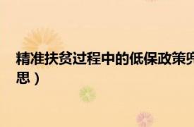 精准扶贫过程中的低保政策兜底一批（脱贫措施低保兜底什么意思）