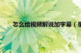 怎么给视频解说加字幕（录制完视频怎么加字幕和解说）