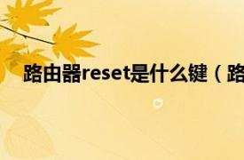 路由器reset是什么键（路由器上的RESET键如何使用）