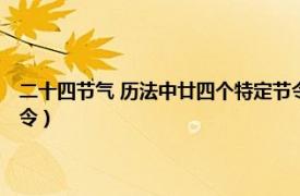 二十四节气 历法中廿四个特定节令是指（二十四节气 历法中廿四个特定节令）