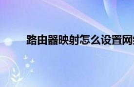 路由器映射怎么设置网络（路由器映射怎么设置）