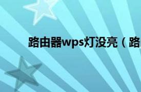 路由器wps灯没亮（路由器上wps灯不亮正常吗）