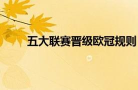 五大联赛晋级欧冠规则（欧洲冠军联赛晋级规则）