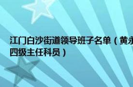 江门白沙街道领导班子名单（黄永华 广东省江门市蓬江区白沙街道办事处四级主任科员）