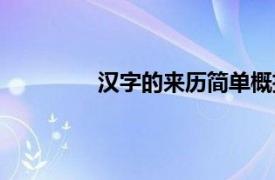 汉字的来历简单概括（汉字的来历概括）