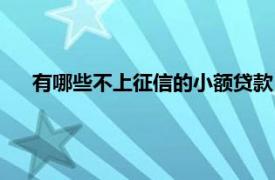 有哪些不上征信的小额贷款（不上征信的大额贷款有哪些）