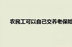 农民工可以自己交养老保险吗?（农民工怎么买养老保险）