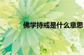 佛学持戒是什么意思（戒在佛学是什么意思）