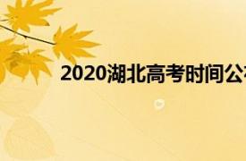 2020湖北高考时间公布（2020湖北高考时间）