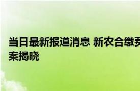 当日最新报道消息 新农合缴费以后没享受过报销能全额退款吗 答案揭晓