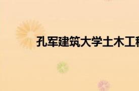 孔军建筑大学土木工程学院教授相关内容简介