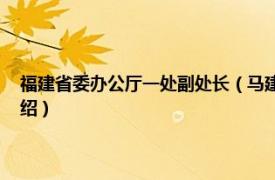 福建省委办公厅一处副处长（马建荣 福建省省直机关处长相关内容简介介绍）