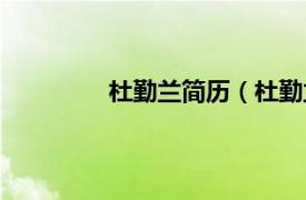 杜勤兰简历（杜勤兰相关内容简介介绍）