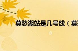 莫愁湖站是几号线（莫愁湖站相关内容简介介绍）