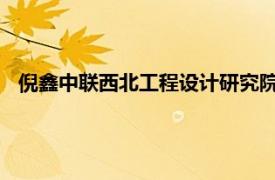 倪鑫中联西北工程设计研究院有限公司副总经理相关内容简介