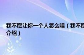 我不愿让你一个人怎么唱（我不愿让你一个人 家家演唱歌曲相关内容简介介绍）