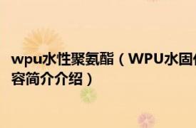 wpu水性聚氨酯（WPU水固化彩色环保型聚氨酯防水涂料相关内容简介介绍）