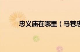 忠义庙在哪里（马巷忠义庙相关内容简介介绍）