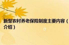 新型农村养老保险制度主要内容（新型农村社会养老保险制度相关内容简介介绍）