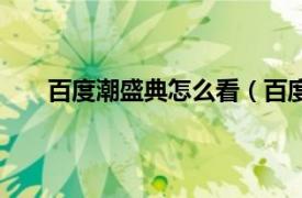 百度潮盛典怎么看（百度潮盛典相关内容简介介绍）