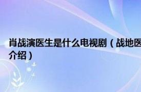 肖战演医生是什么电视剧（战地医生 2015年中国拍摄电视剧相关内容简介介绍）