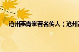 沧州燕青拳著名传人（沧州武术 燕青拳相关内容简介介绍）