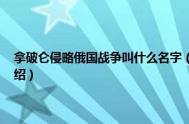 拿破仑侵略俄国战争叫什么名字（拿破仑侵俄战争 精编版相关内容简介介绍）